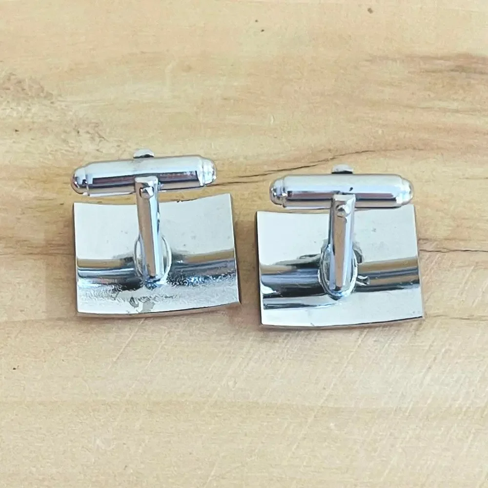2 Pair Vtg Cufflinks (1) SWANK Rhinestone Silver Tone Jewelry Accessories